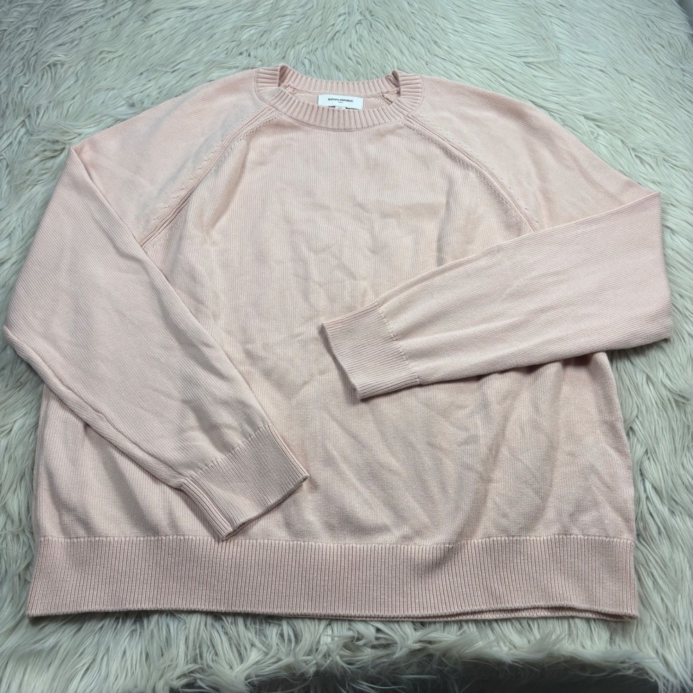 Banana Republic Women's XL Pastel Pink 100% Cotton Crew Sweater Preppy Heritage
